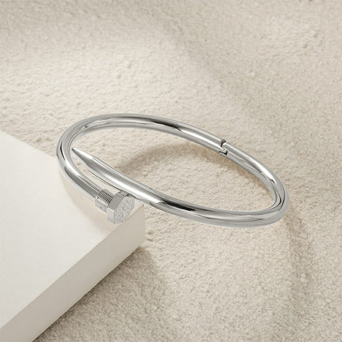 Classic Nail Bangle- Silver